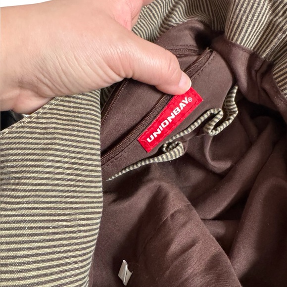 Y2K Unionbay large fabric hobo tote with accent bow brown-multicolored - Picture 5 of 9